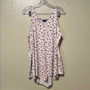 Floral Sleeveless Top - White and Red